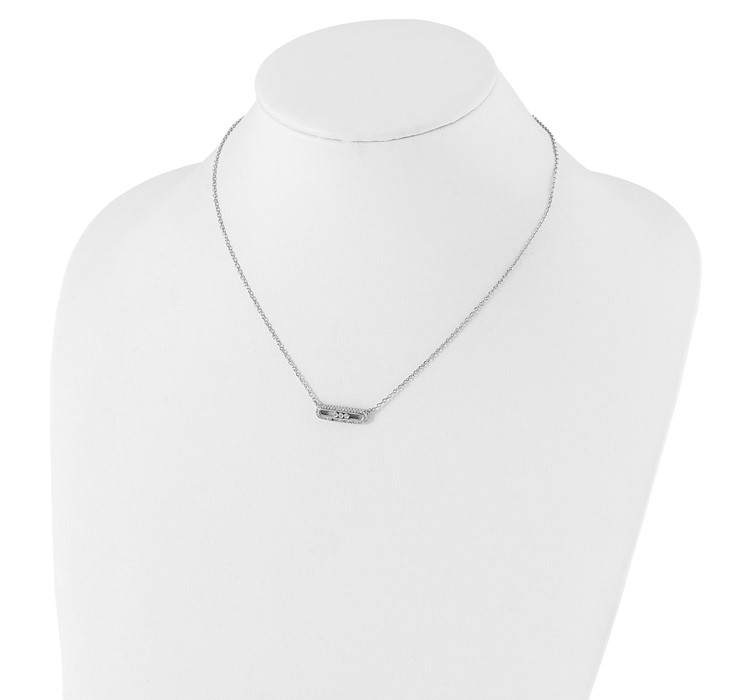 QG5134-16.5--4 Sterling Silver Rhodium-plated CZ Bar with 2in ext. Necklace