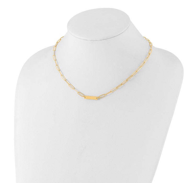 QG5983-17--4 Sterling Silver Gold-plated Polished Bar Necklace with 2in ext. Necklace