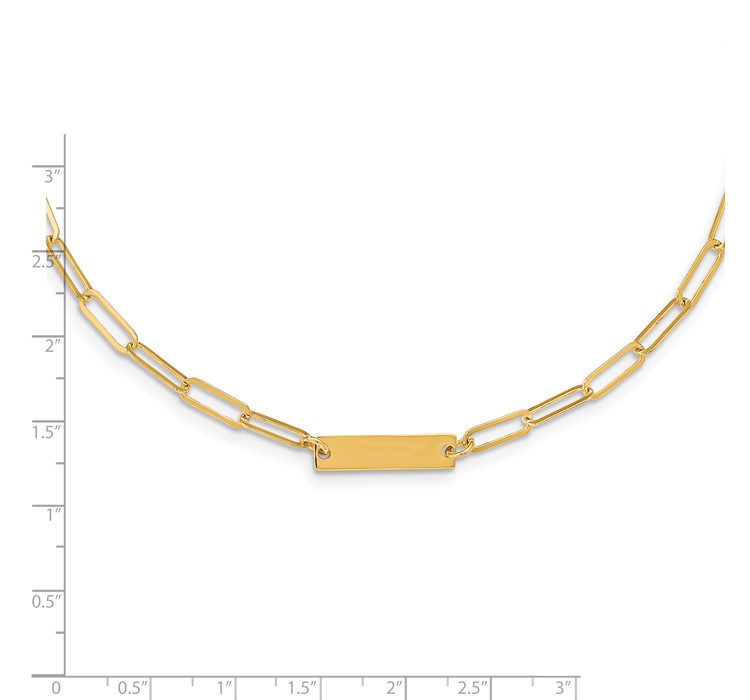 QG5983-17--8 Sterling Silver Gold-plated Polished Bar Necklace with 2in ext. Necklace