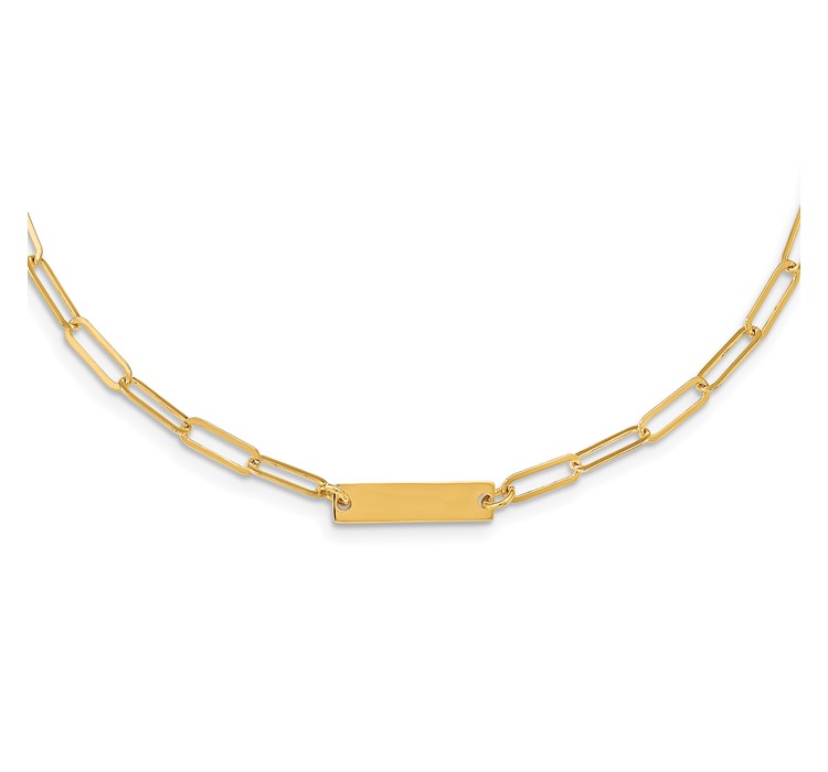 QG5983-17 Sterling Silver Gold-plated Polished Bar Necklace with 2in ext. Necklace