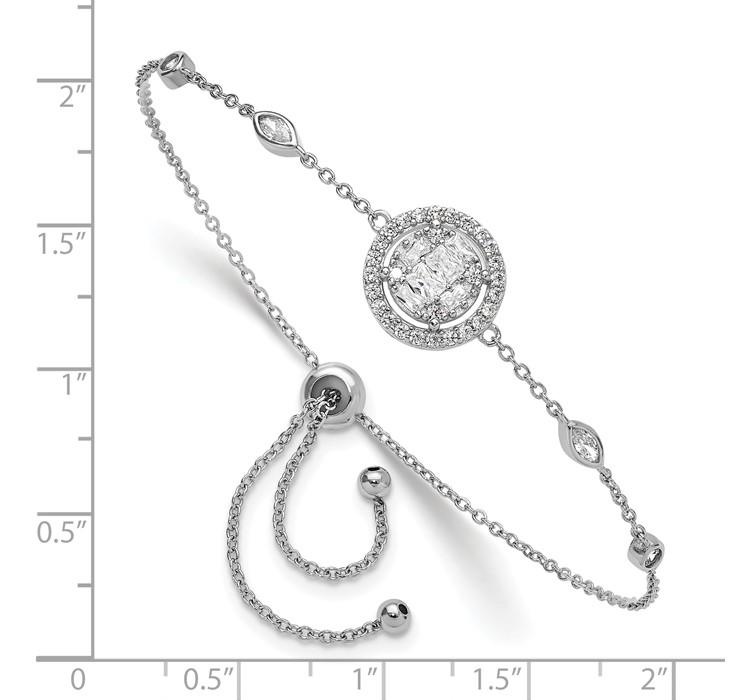 QG6256--8 Sterling Silver Rhodium-plated CZ Adjustable Bracelet