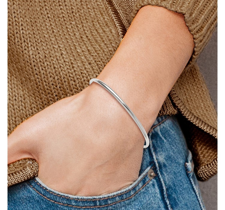 QG6261--6 Sterling Silver Polished Bar Adjustable Bracelet