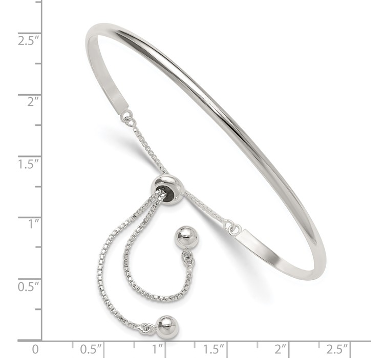 QG6261--8 Sterling Silver Polished Bar Adjustable Bracelet