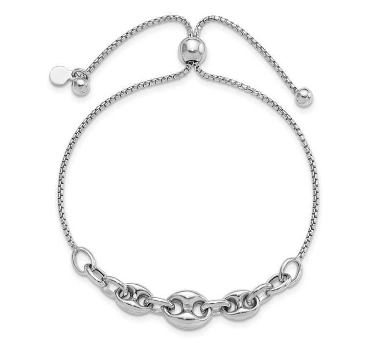 QG6506--4 Sterling Silver Rhodium-plated Fancy Adjustable Bracelet