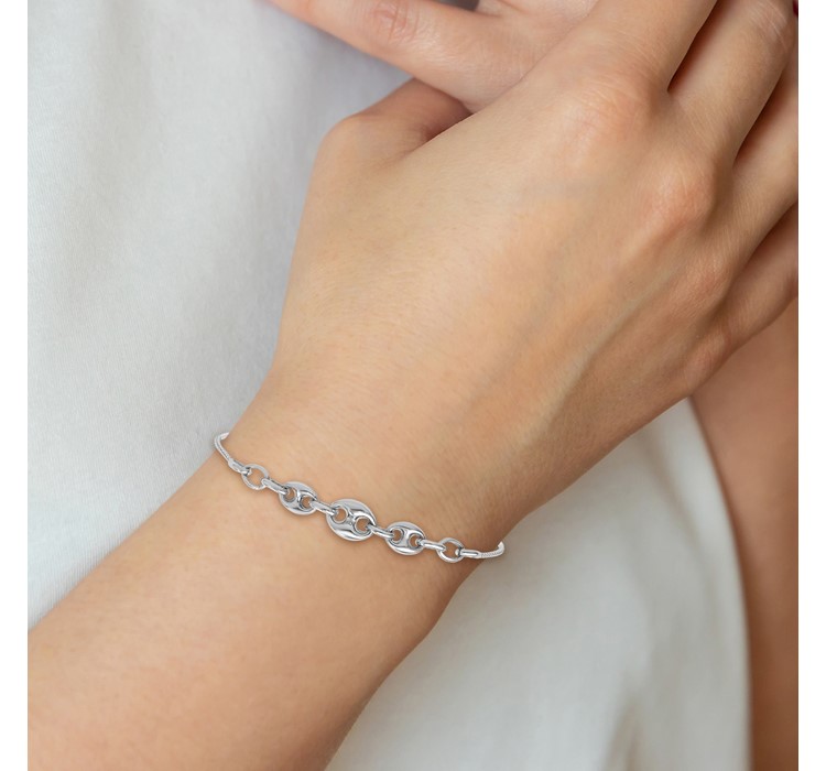 QG6506--6 Sterling Silver Rhodium-plated Fancy Adjustable Bracelet