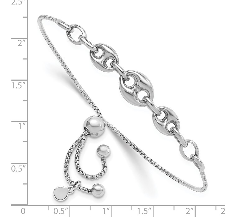 QG6506--8 Sterling Silver Rhodium-plated Fancy Adjustable Bracelet