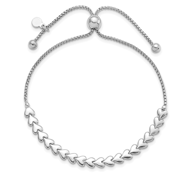 QLF1251--4 Leslie's Sterling Silver Rhodium-plated Polished Heart Bolo Bracelet