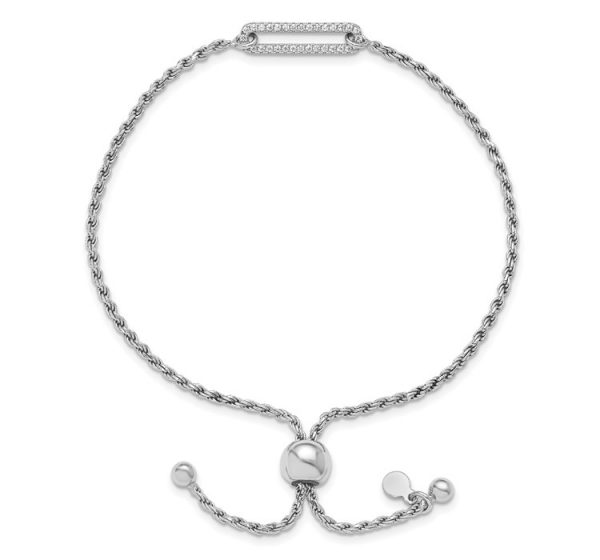 Leslie's Sterling Silver RH-plated Polished CZ Adjustable Bracelet