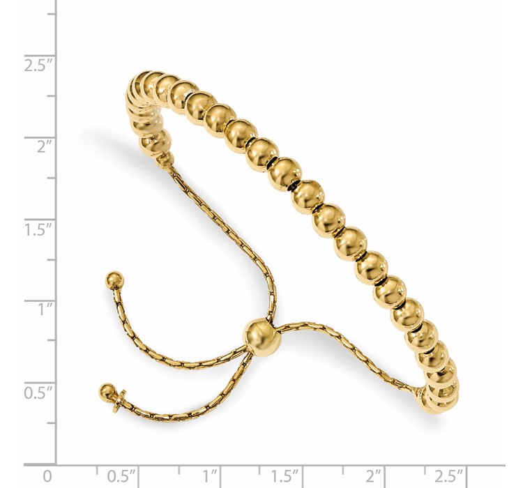 QLF805-9--8 Leslie's Sterling Silver Gold-tone Polished Beaded Adjustable Bracelet