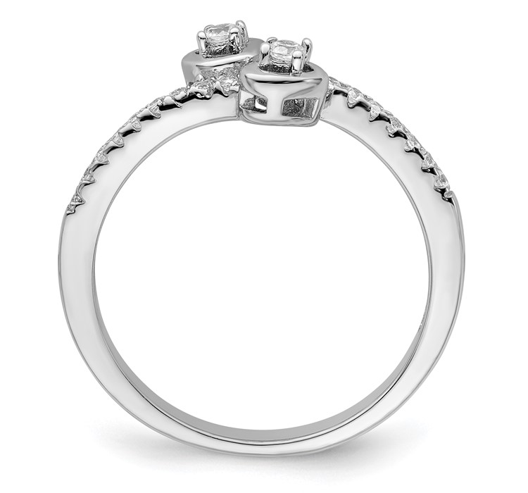 QMP1120--2 Brilliant Embers Sterling Silver Rhodium-plated 21 Stone Micro Pavé CZ Heart Ring