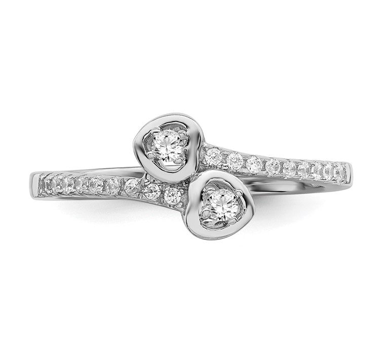 QMP1120--4 Brilliant Embers Sterling Silver Rhodium-plated 21 Stone Micro Pavé CZ Heart Ring