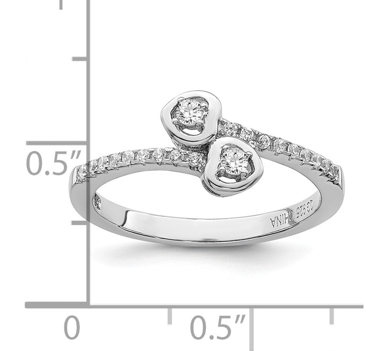 QMP1120--8 Brilliant Embers Sterling Silver Rhodium-plated 21 Stone Micro Pavé CZ Heart Ring