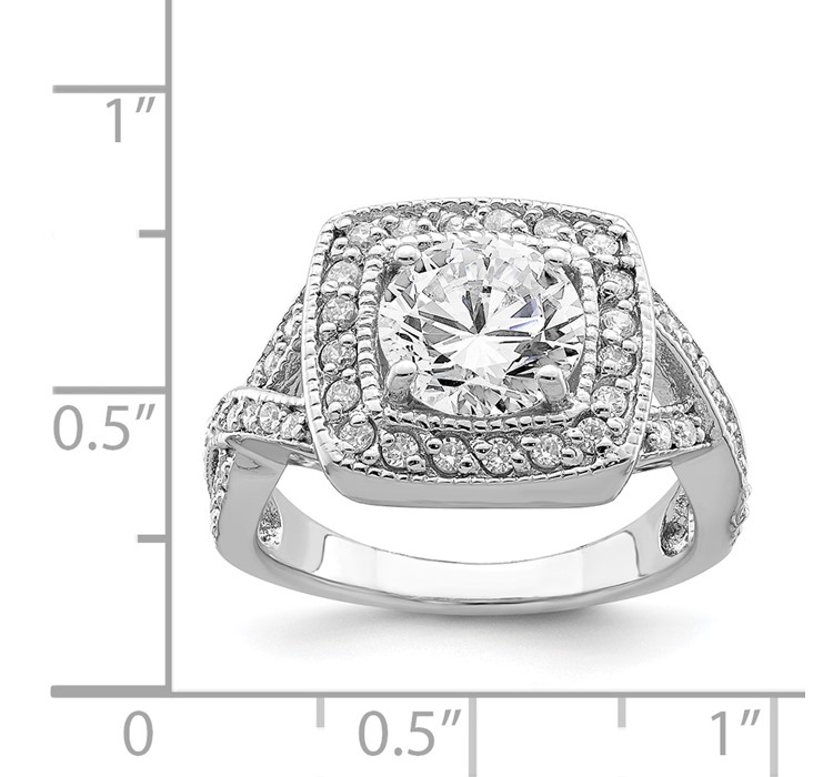 QR2045--8 Sterling Silver Rhodium-plated Round 8.10mm CZ Ring
