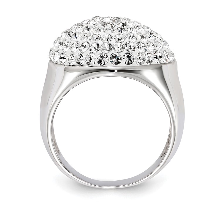 QR4171--2 Sterling Silver Rhodium Plated Stellux Crystal Heart Ring