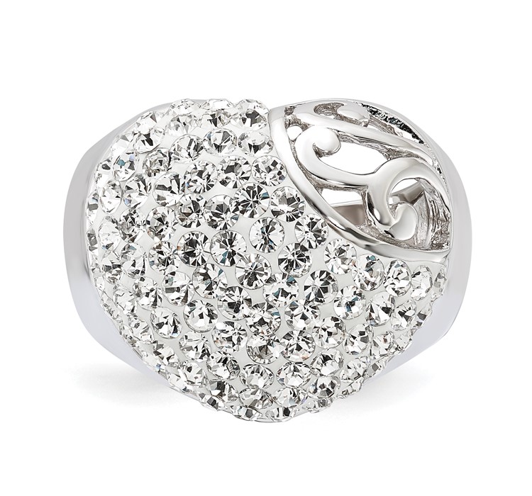 QR4171--4 Sterling Silver Rhodium Plated Stellux Crystal Heart Ring
