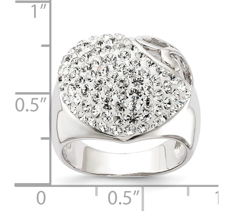 QR4171--8 Sterling Silver Rhodium Plated Stellux Crystal Heart Ring