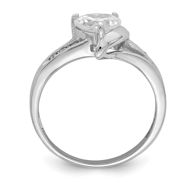 QR4295--2 Sterling Silver Rhodium Plated CZ Heart Ring