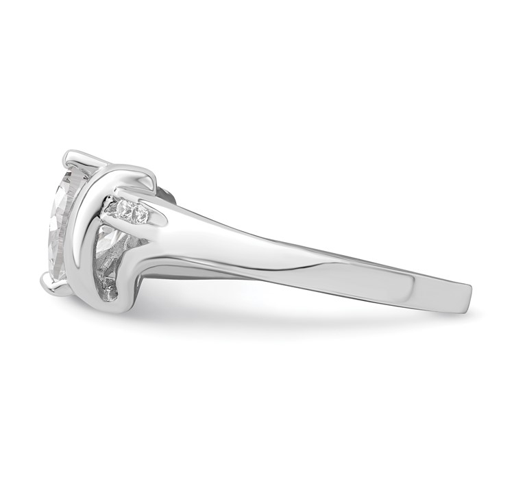 QR4295--3 Sterling Silver Rhodium Plated CZ Heart Ring