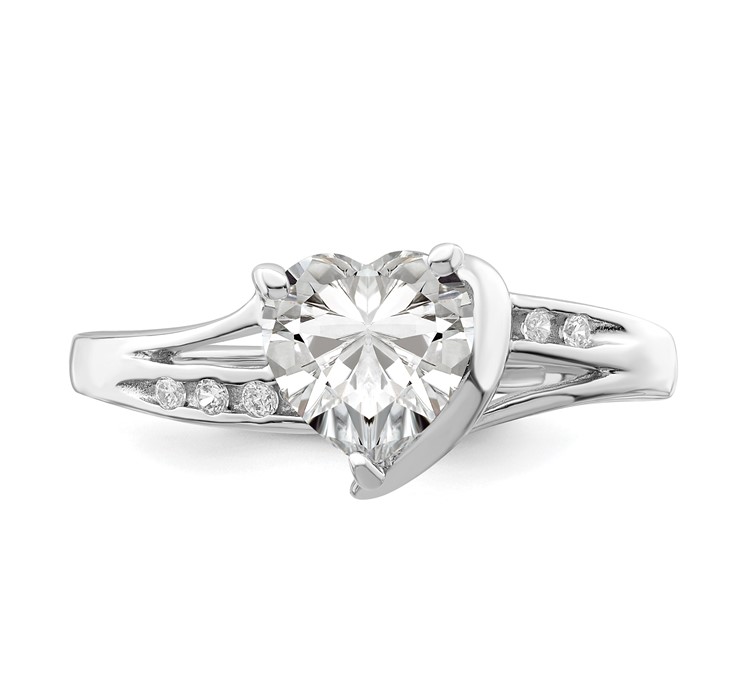 QR4295--4 Sterling Silver Rhodium Plated CZ Heart Ring