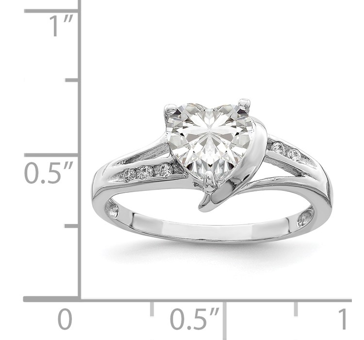 QR4295--8 Sterling Silver Rhodium Plated CZ Heart Ring