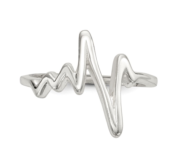 QR6594--4 Sterling Silver Polished Fancy Heartbeat Ring