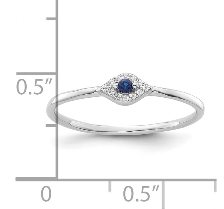 QR7490--8 Sterling Silver Rhodium-plated Blue and Clear CZ Evil Eye Ring