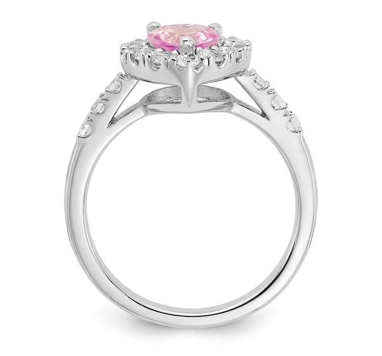 RLS6221_CPSWHT-SSA--2 Sterling Silver Created Pink Sapphire and White Topaz Heart Ring