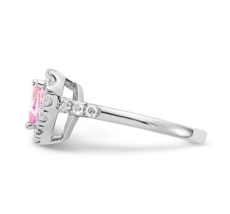 RLS6221_CPSWHT-SSA--3 Sterling Silver Created Pink Sapphire and White Topaz Heart Ring