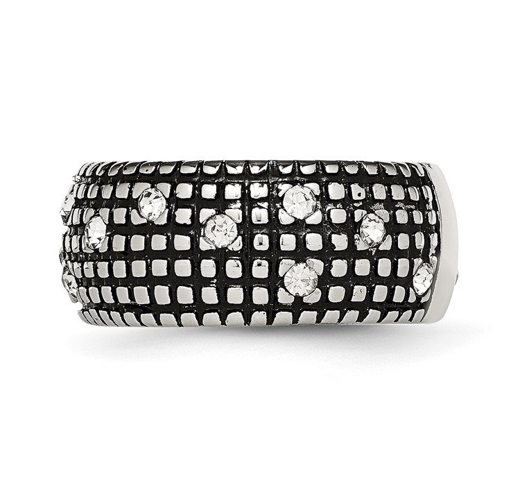 SR272--3 Stainless Steel Antiqued and Polished with Crystal 10mm Band