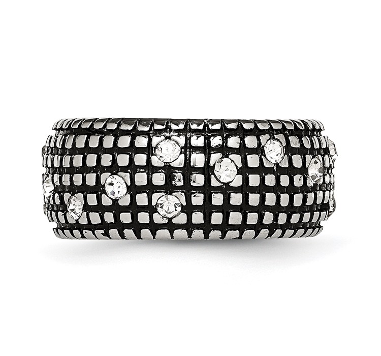 SR272--4 Stainless Steel Antiqued and Polished with Crystal 10mm Band