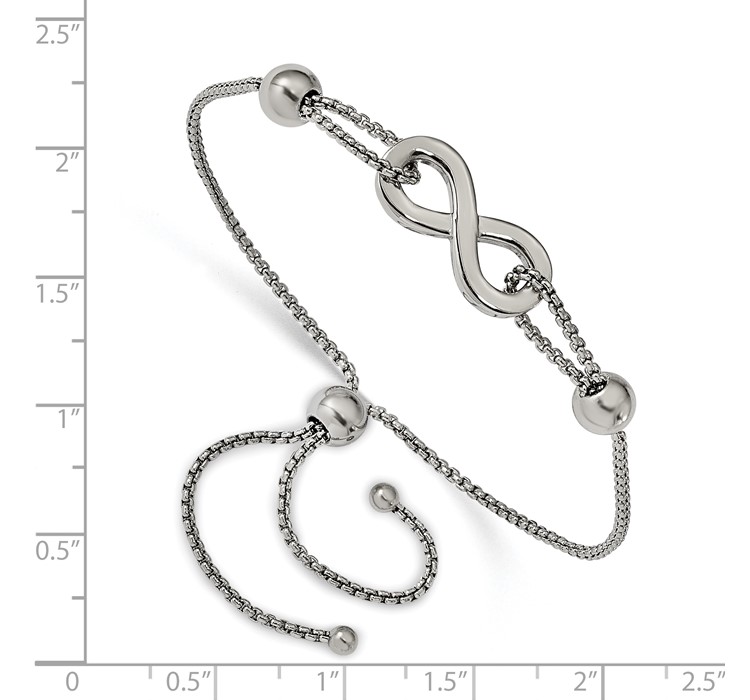 SRB1953--8 Chisel Stainless Steel Polished Infinity Symbol Adjustable Bracelet