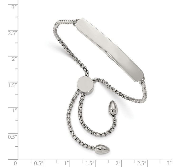 SRB2556--8 Chisel Stainless Steel Polished Adjustable ID Bracelet