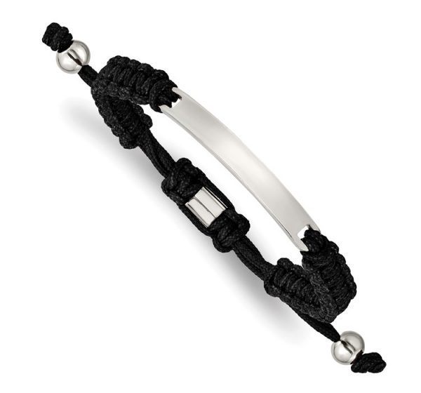 Chisel Stainless Steel Polished Black Nylon Adjustable ID Bracelet