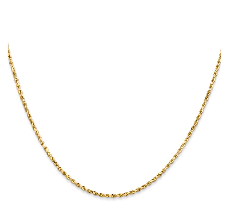 012L--2 14K 18 inch 1.5mm Diamond-cut Rope with Lobster Clasp Chain