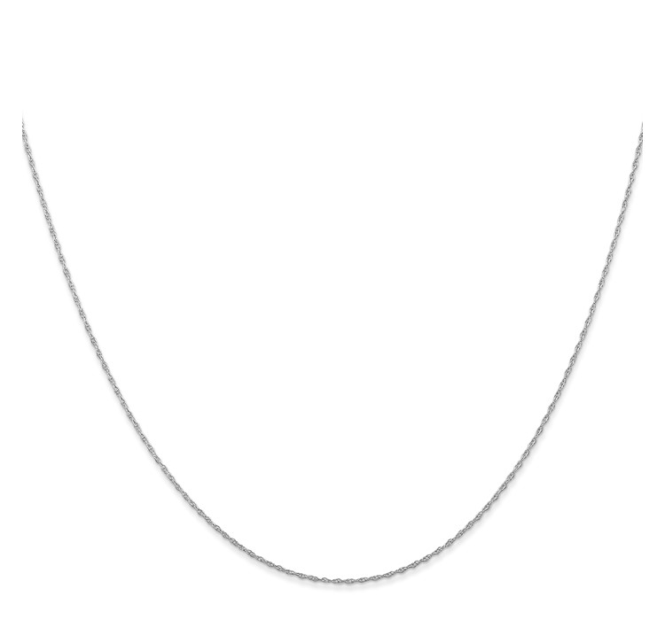 5RW--2 14K White Gold 16 inch Carded .5mm Cable Rope with Spring Ring Clasp Chain