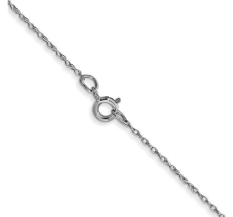 5RW--3 14K White Gold 16 inch Carded .5mm Cable Rope with Spring Ring Clasp Chain