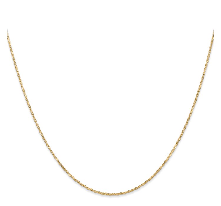 7RY--2 14K 18 inch Carded .7mm Cable Rope with Spring Ring Clasp Chain