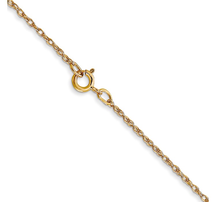 7RY--3 14K 18 inch Carded .7mm Cable Rope with Spring Ring Clasp Chain
