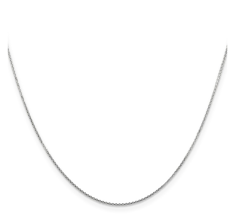 PEN196--2 14K White Gold 18 inch .8mm Diamond-cut Round Open Link Cable with Lobster Clasp Chain