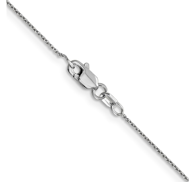 PEN196--3 14K White Gold 18 inch .8mm Diamond-cut Round Open Link Cable with Lobster Clasp Chain