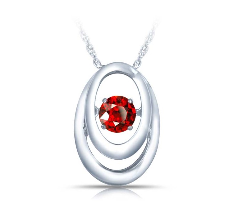RL1599PSSJAN SS Pendant with Red Garnet 1=1/3 with chain