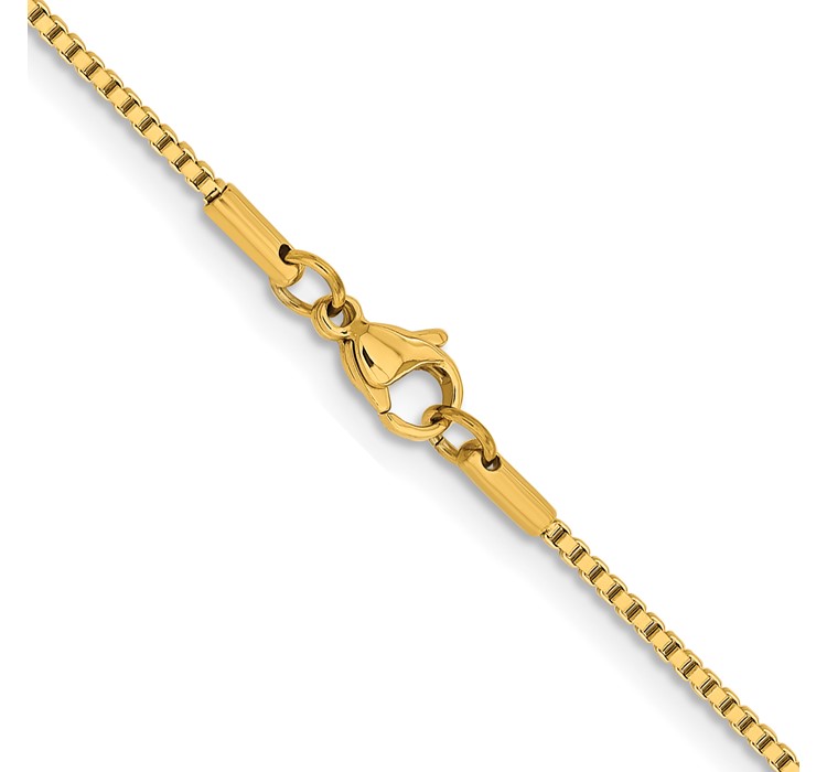 SRN662GP--3 Chisel Stainless Steel Polished Yellow IP-plated 1.5mm 24 inch Box Chain