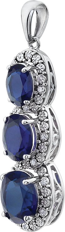 11691146 14K White Lab-Grown Blue Sapphire & .04 CTW Natural Diamond Pendant - 651372