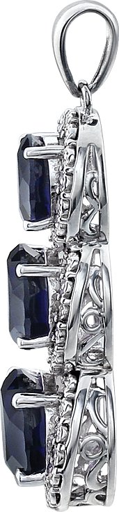 11691147 14K White Lab-Grown Blue Sapphire & .04 CTW Natural Diamond Pendant - 651372