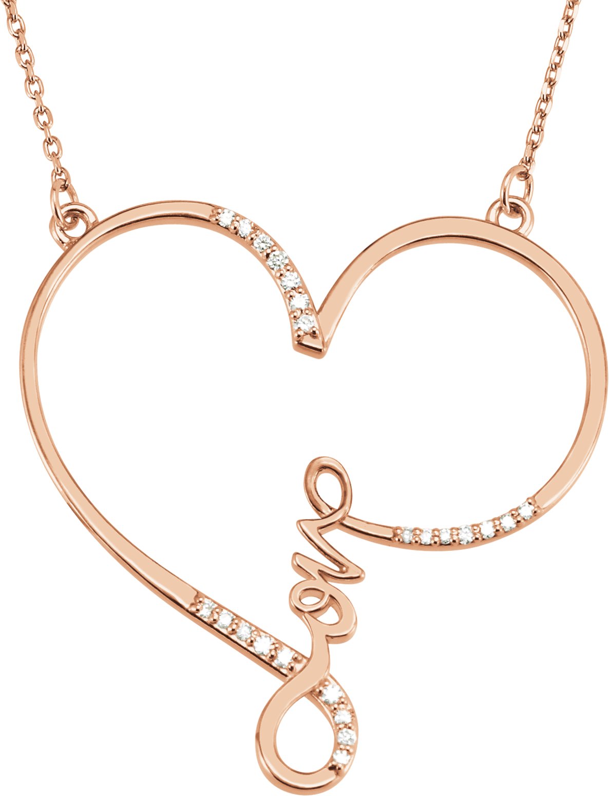 11887877 14K Rose 1/8 CTW Natural Diamond Infinity-Inspired Love Heart 18" Necklace - 85506