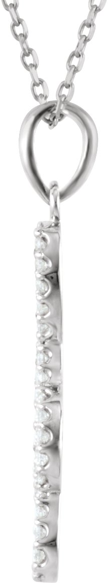 12166146 14K White 1/4 CTW Natural Diamond Petite Treble Clef 16" Necklace - 85841