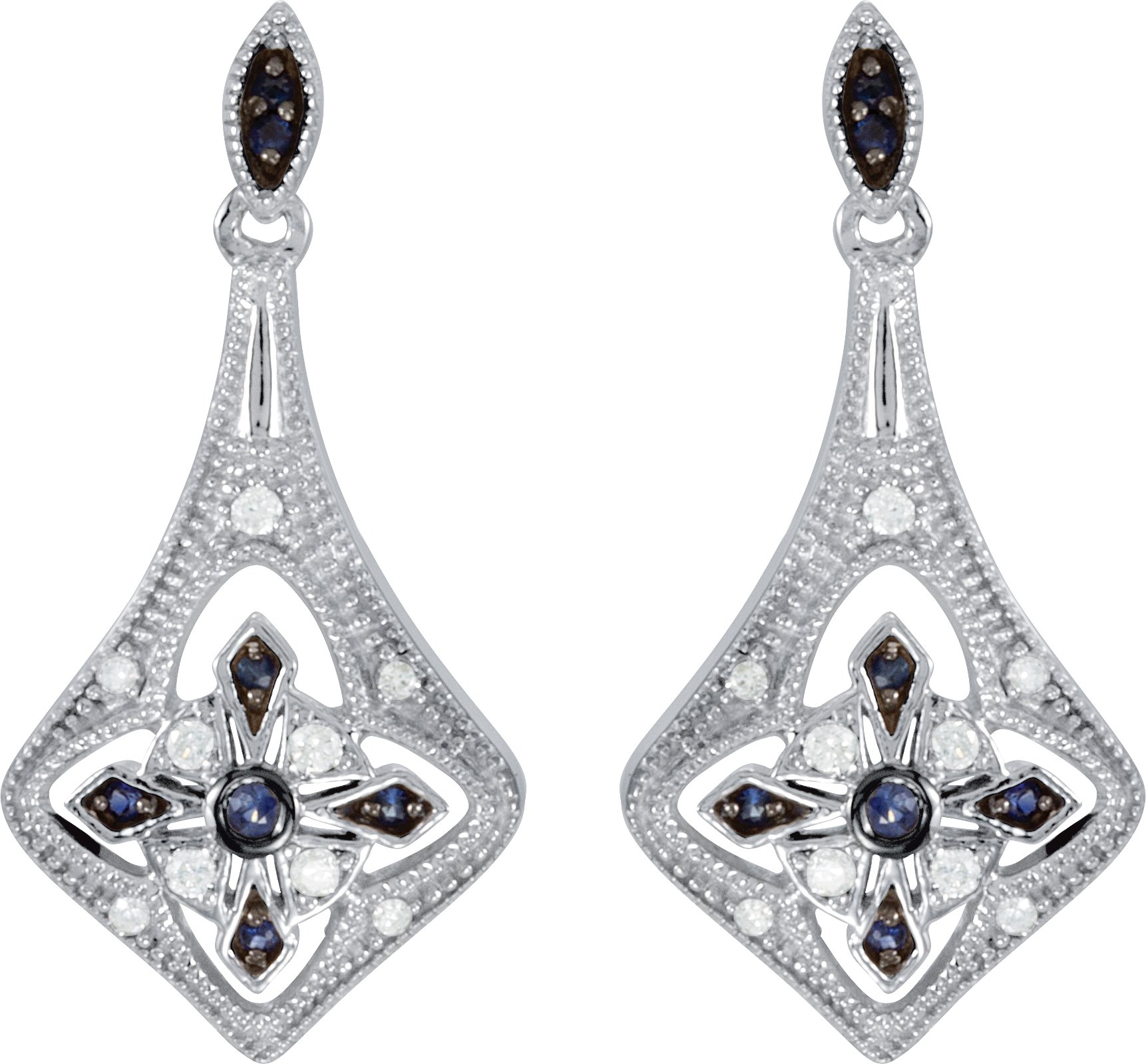 1226078 Sterling Silver Natural Blue Sapphire & 1/8 CTW Natural Diamond Earrings - 85231