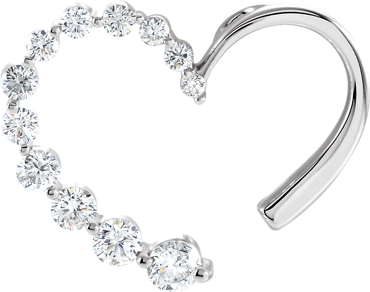 12700297 14K White 7/8 CTW Natural Diamond Journey Heart Pendant - 66270