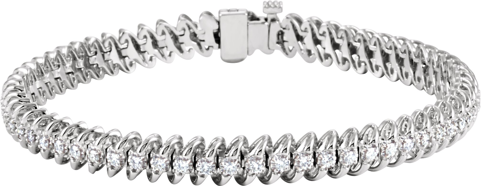 12732283 14K White 1 1/5 CTW Natural Diamond Line 71/4" Bracelet - 67393