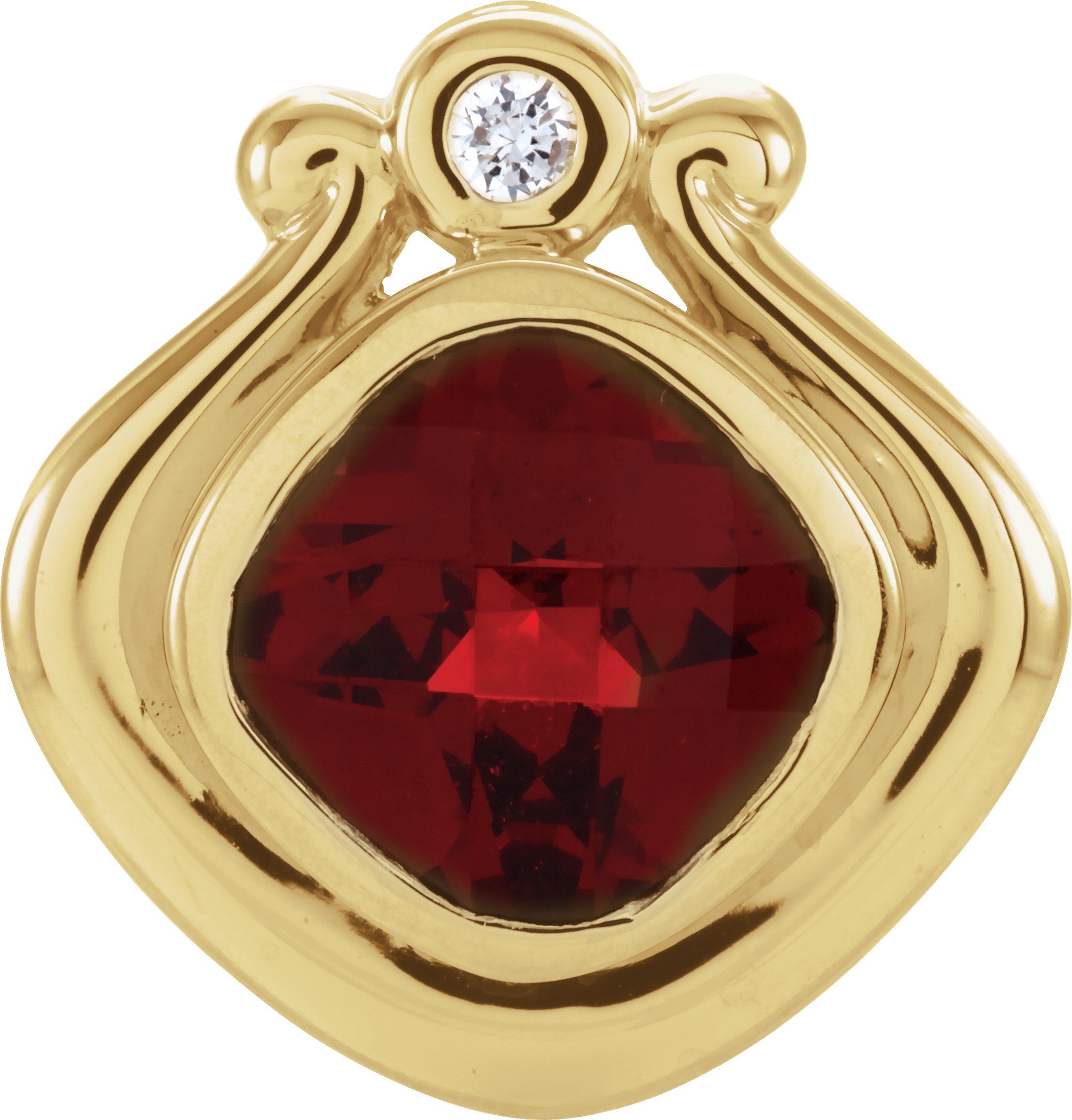 12877033 14K Yellow Natural Mozambique Garnet & .03 CTW Natural Diamond Pendant - 63717